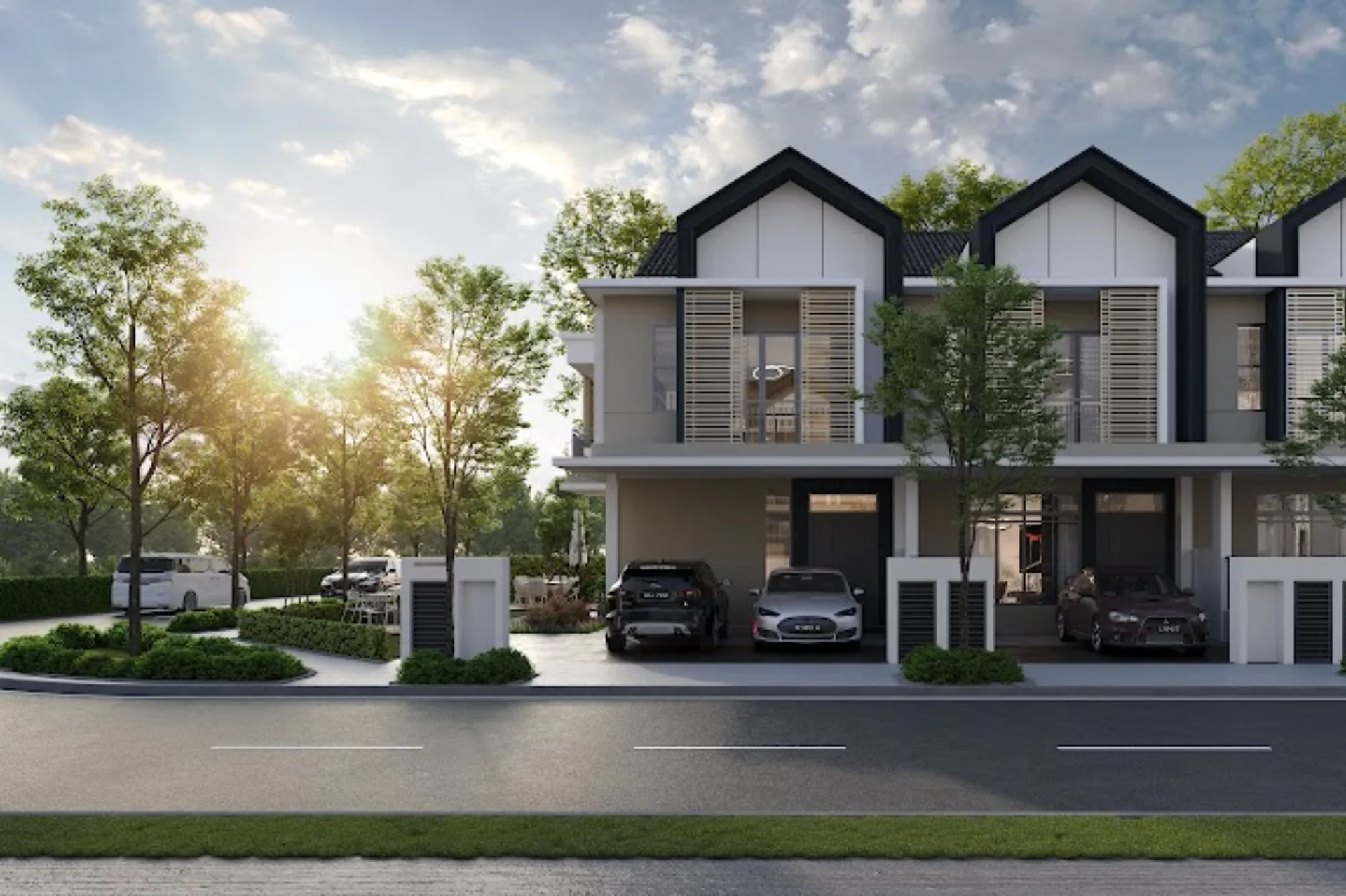 Sanubari 4A double-storey terrace house facade render at sunrise, Bandar Dato' Onn, Johor Bahru