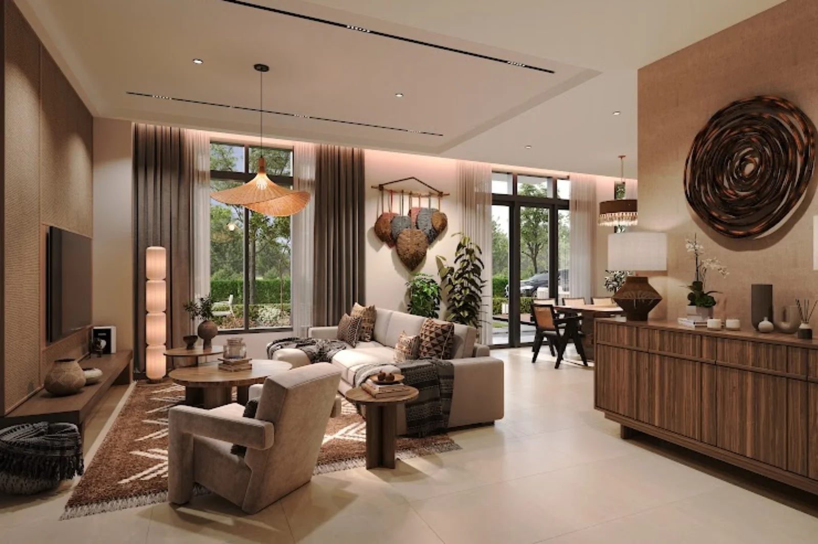 Living and dining area render, Sanubari 4A show unit
