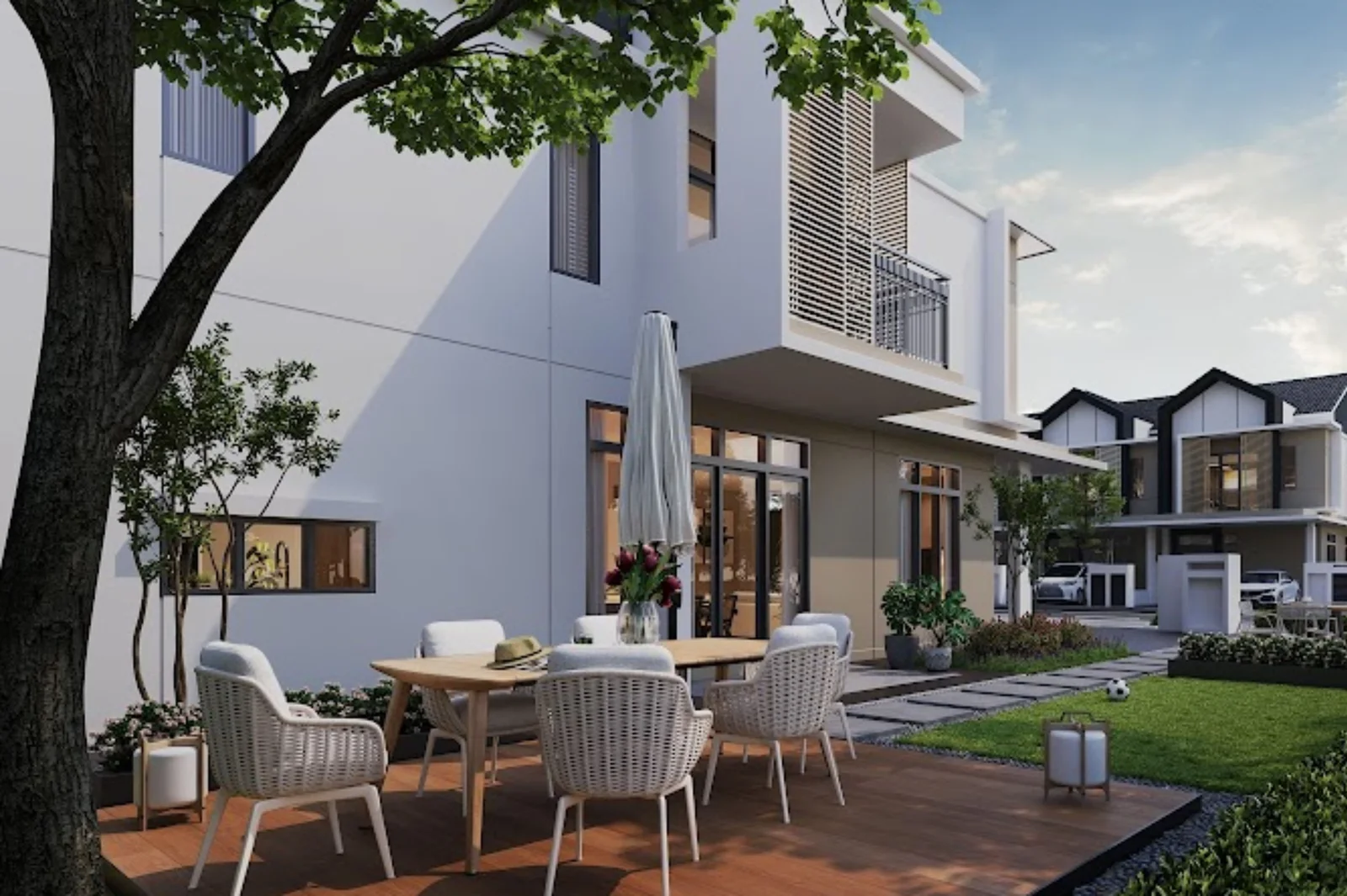 Private outdoor patio render, Sanubari 4A
